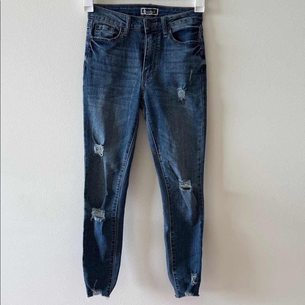 Soundgirl Classic Stretch Denim Jeans Size 5 Distressed